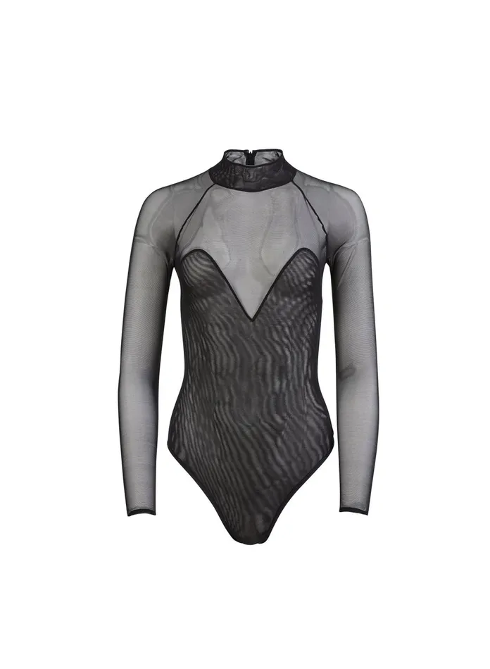 Fleur Du Mal Bodysuits Women Mesh Long Sleeve Bodysuit Recycled Mesh Bodysuit Black Fleur Du Mal Bodysuits Women Mesh Long Sleeve Bodysuit Recycled Mesh Bodysuit Black