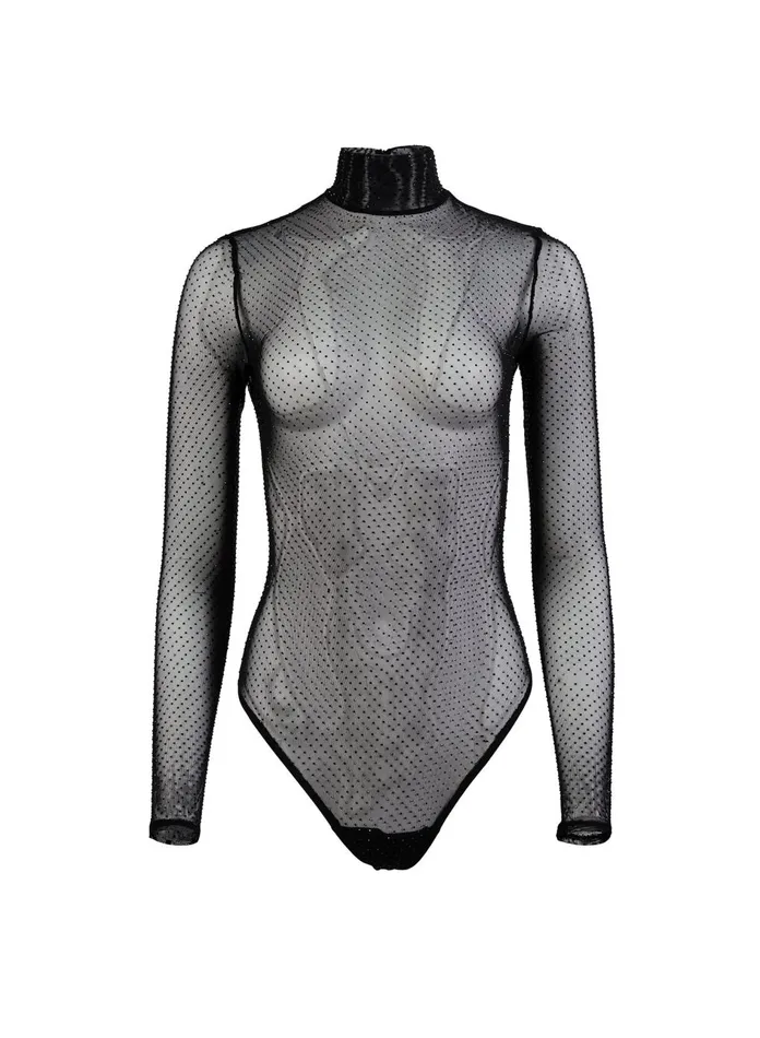 Fleur Du Mal Bodysuits Women Rhinestone Bodysuit Black Fleur Du Mal Bodysuits Women Rhinestone Bodysuit Black
