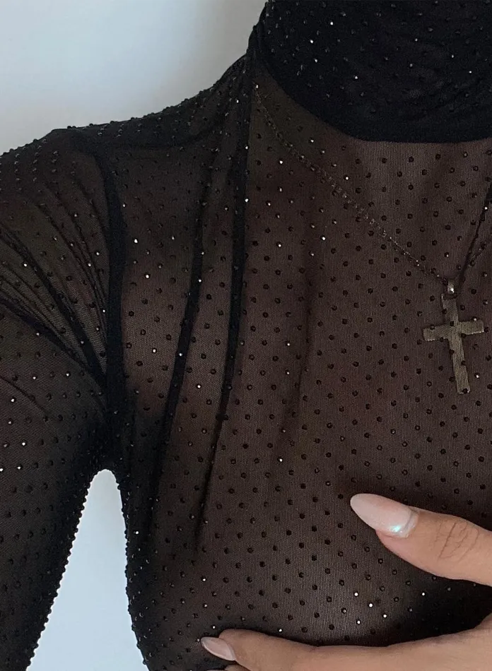 Fleur Du Mal Bodysuits Women Rhinestone Bodysuit Black Fleur Du Mal Bodysuits Women Rhinestone Bodysuit Black