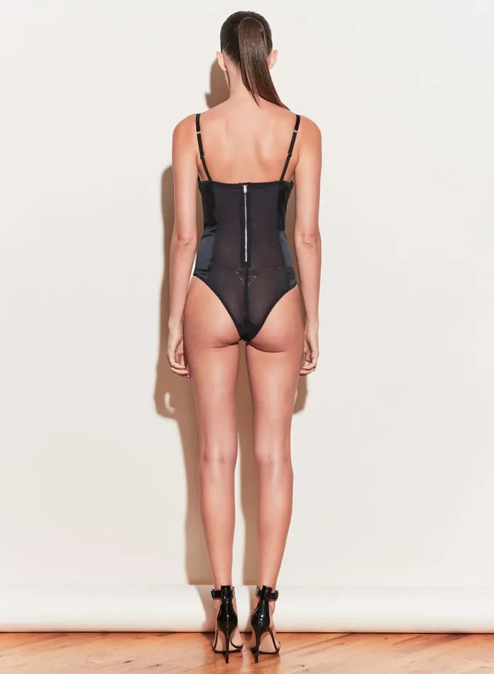 Fleur Du Mal Bodysuits Women Satin Bullet Bodysuit Black Fleur Du Mal Bodysuits Women Satin Bullet Bodysuit Black