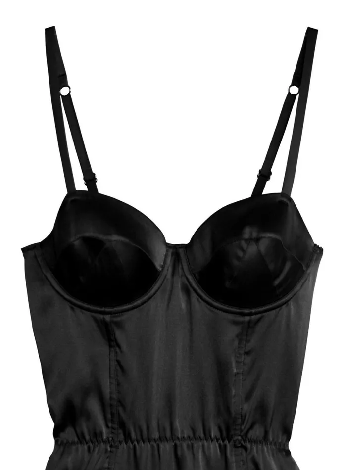 Fleur Du Mal Bodysuits Women Satin Bullet Bodysuit Black Fleur Du Mal Bodysuits Women Satin Bullet Bodysuit Black