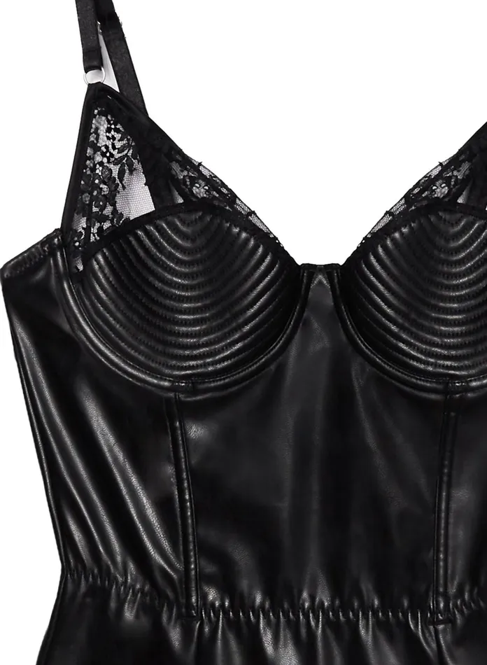 Fleur Du Mal Bodysuits Women Vegan Leather Bebe Bodysuit Black Fleur Du Mal Bodysuits Women Vegan Leather Bebe Bodysuit Black