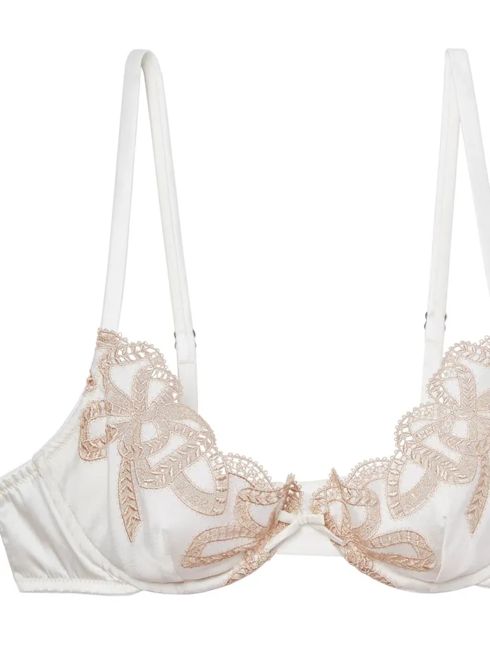Fleur Du Mal Bras Women Bow Guipure Embroidery Bra Ivory Fleur Du Mal Bras Women Bow Guipure Embroidery Bra Ivory