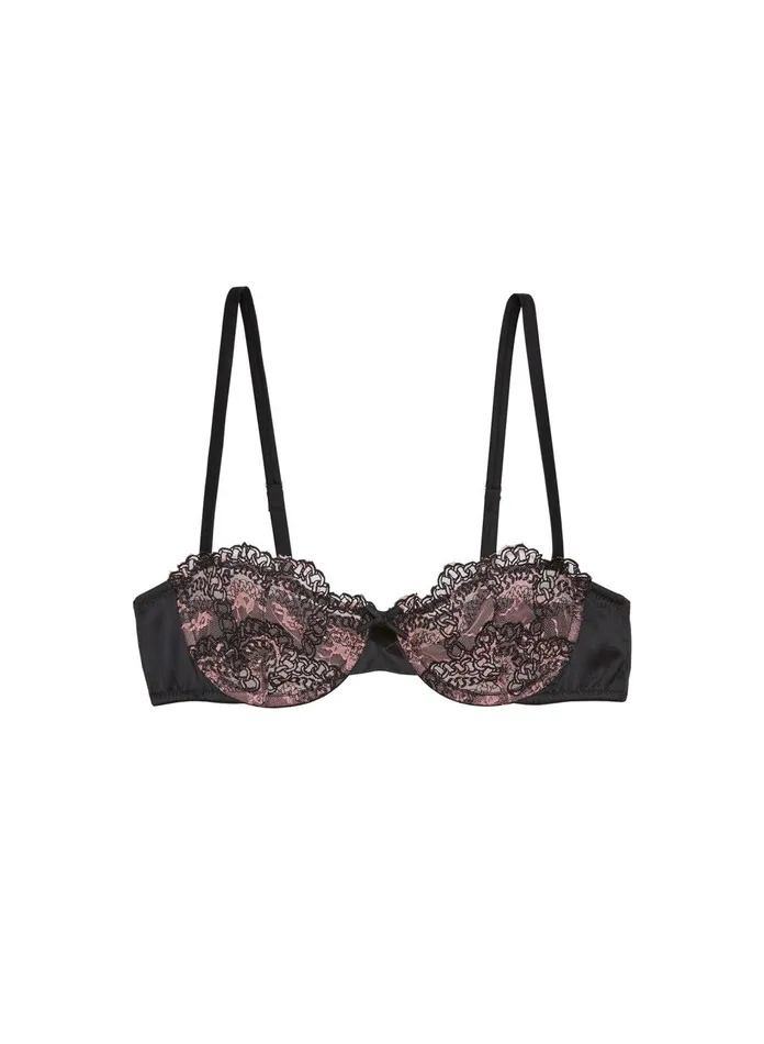 Fleur Du Mal Bras Women Chain Embroidery Balconette Bra Black Fleur Du Mal Bras Women Chain Embroidery Balconette Bra Black