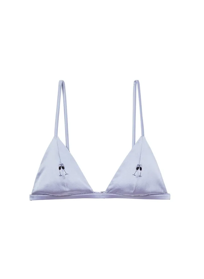 Fleur Du Mal Bras Women Champagne Embroidered Luxe Triangle Bra Fleur Du Mal Bras Women Champagne Embroidered Luxe Triangle Bra