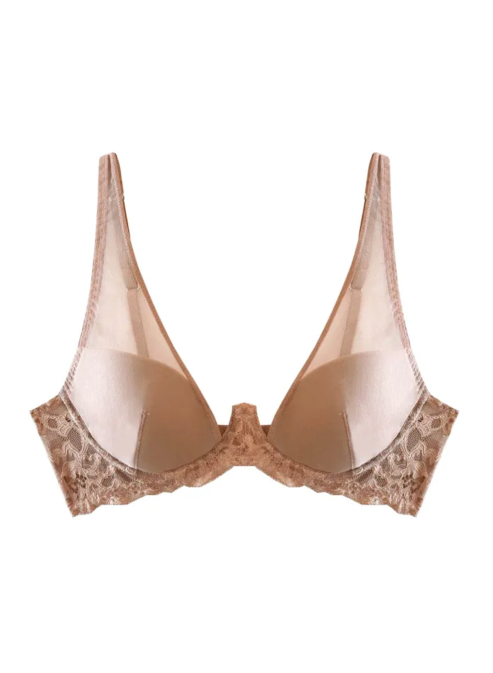 Fleur Du Mal Bras Women Charlotte Sheer Overlay Demi Bra Tan Fleur Du Mal Bras Women Charlotte Sheer Overlay Demi Bra Tan