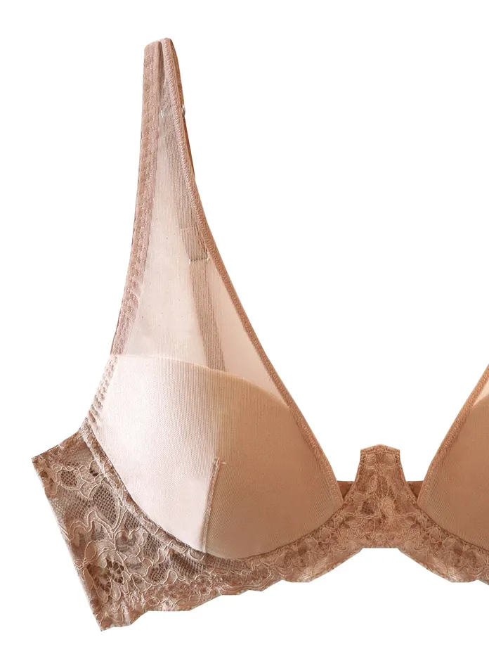 Fleur Du Mal Bras Women Charlotte Sheer Overlay Demi Bra Tan Fleur Du Mal Bras Women Charlotte Sheer Overlay Demi Bra Tan