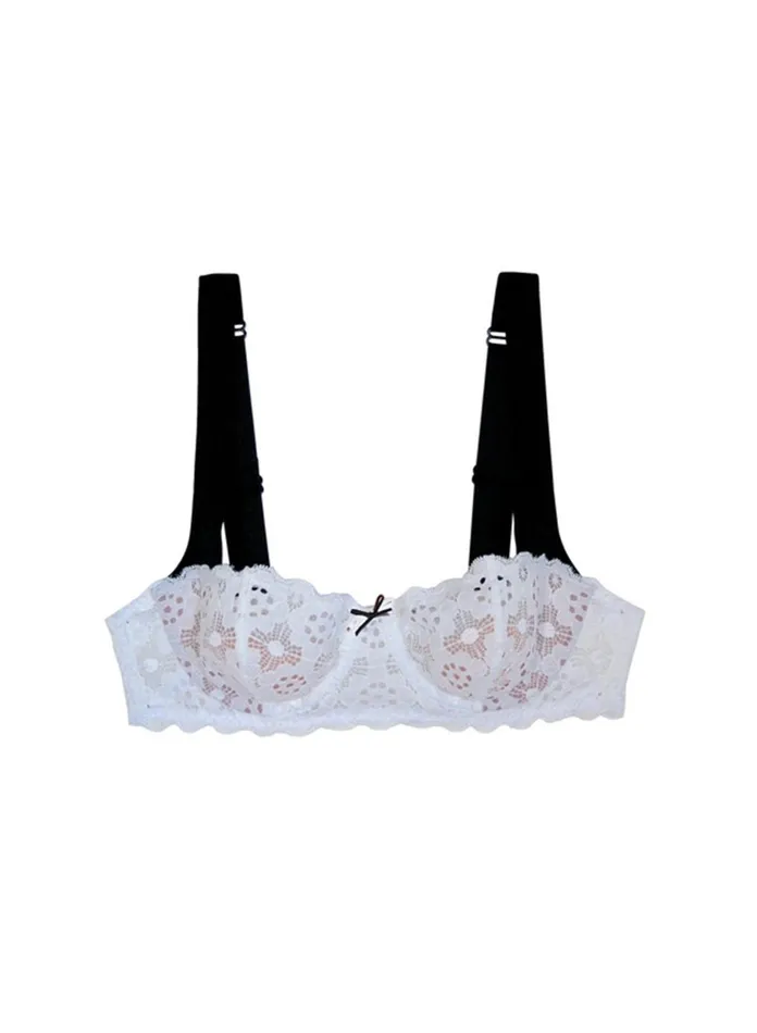 Fleur Du Mal Bras Women Crochet Lace Balconette Bra White