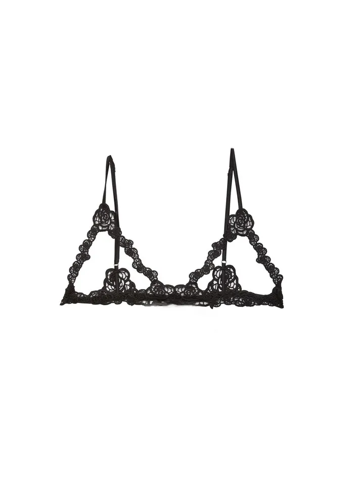 Fleur Du Mal Bras Women Fleur Guipure Ouvert Bralette Black Fleur Du Mal Bras Women Fleur Guipure Ouvert Bralette Black