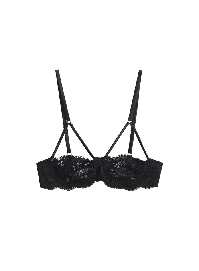 Fleur Du Mal Bras Women Foxy Lace Half Cup Bra Black Fleur Du Mal Bras Women Foxy Lace Half Cup Bra Black