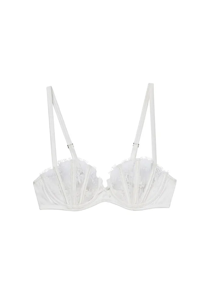 Fleur Du Mal Bras Women Frankie Lace Boned Balconette Bra Ivory Fleur Du Mal Bras Women Frankie Lace Boned Balconette Bra Ivory