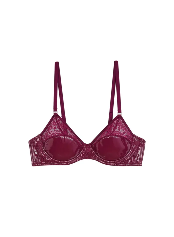 Fleur Du Mal Bras Women Frankie Lace PVC Bebe Bra Sangria Fleur Du Mal Bras Women Frankie Lace PVC Bebe Bra Sangria