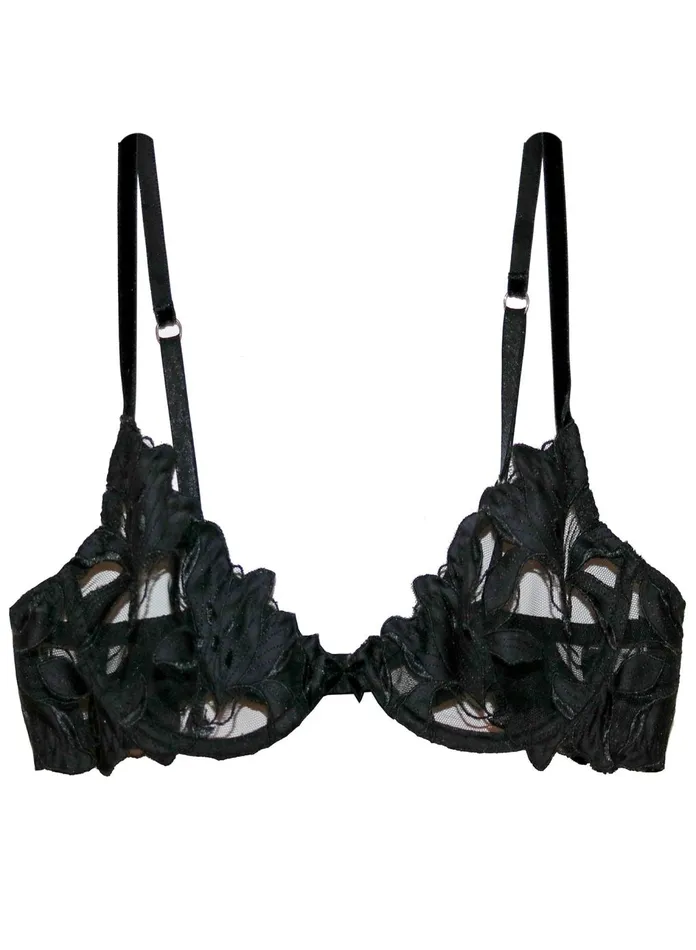 Fleur Du Mal Bras Women Fuller Cup Lily Embroidery Plunge Demi Bra Black Fleur Du Mal Bras Women Fuller Cup Lily Embroidery Plunge Demi Bra Black