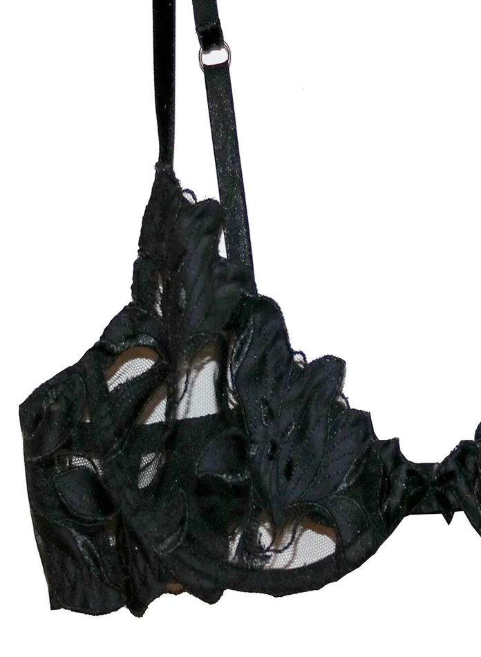 Fleur Du Mal Bras Women Fuller Cup Lily Embroidery Plunge Demi Bra Black Fleur Du Mal Bras Women Fuller Cup Lily Embroidery Plunge Demi Bra Black