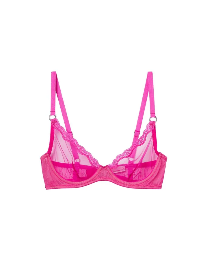 Fleur Du Mal Bras Women Fuller Cup Sheer Tulle Demi Bra Wild Pink Fleur Du Mal Bras Women Fuller Cup Sheer Tulle Demi Bra Wild Pink