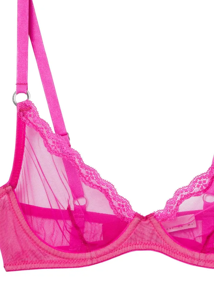 Fleur Du Mal Bras Women Fuller Cup Sheer Tulle Demi Bra Wild Pink Fleur Du Mal Bras Women Fuller Cup Sheer Tulle Demi Bra Wild Pink