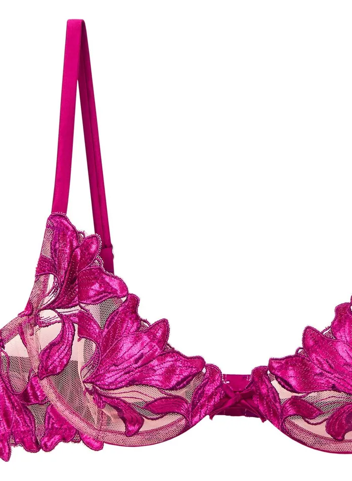 Fleur Du Mal Bras Women Fuller Cup Velvet Lily Embroidery Plunge Demi Bra Magenta Fleur Du Mal Bras Women Fuller Cup Velvet Lily Embroidery Plunge Demi Bra Magenta