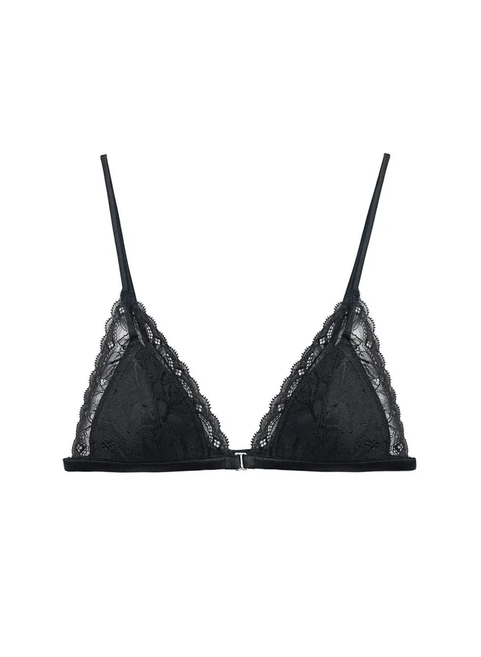 Fleur Du Mal Bras Women Gardenia Lace Triangle Bra Black Fleur Du Mal Bras Women Gardenia Lace Triangle Bra Black