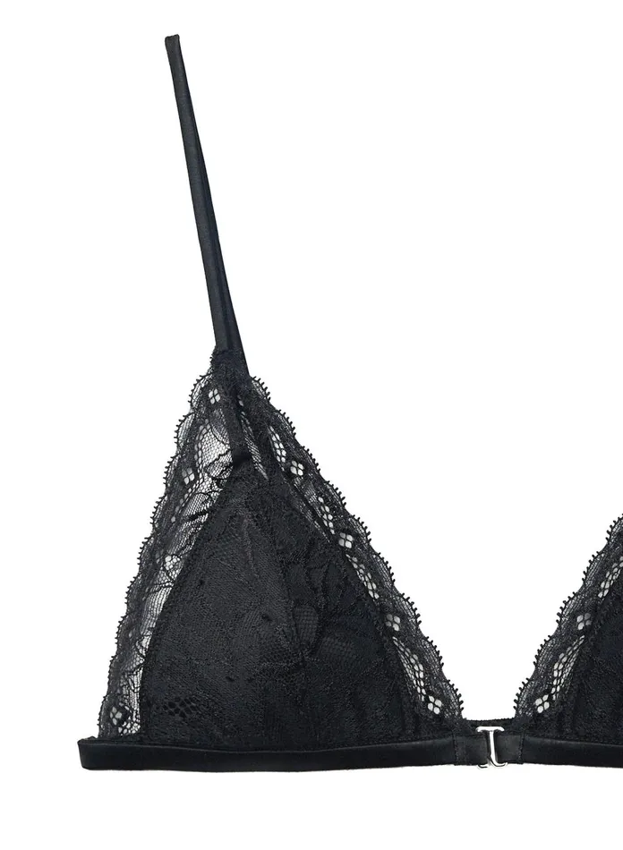 Fleur Du Mal Bras Women Gardenia Lace Triangle Bra Black Fleur Du Mal Bras Women Gardenia Lace Triangle Bra Black