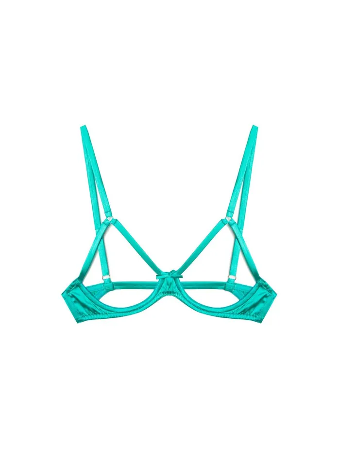 Fleur Du Mal Bras Women Luxe Ouvert Bra Emerald Fleur Du Mal Bras Women Luxe Ouvert Bra Emerald