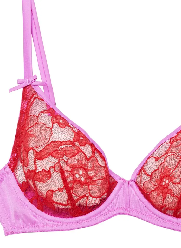 Fleur Du Mal Bras Women Magnolia Lace Unlined Demi Bra Rouge Fleur Du Mal Bras Women Magnolia Lace Unlined Demi Bra Rouge