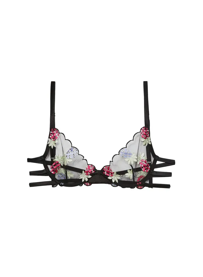 Fleur Du Mal Bras Women Pineapple Embroidery Demi Bra Black Fleur Du Mal Bras Women Pineapple Embroidery Demi Bra Black