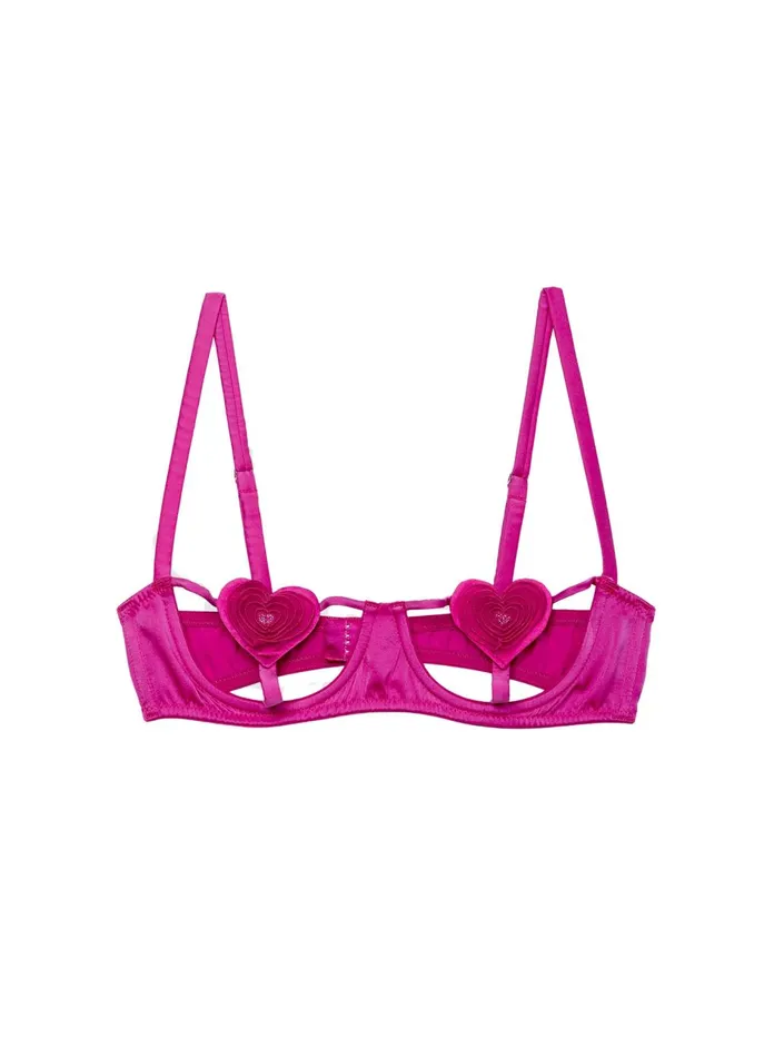 Fleur Du Mal Bras Women Queen Of Hearts Balconette Bra Ultra Pink Fleur Du Mal Bras Women Queen Of Hearts Balconette Bra Ultra Pink