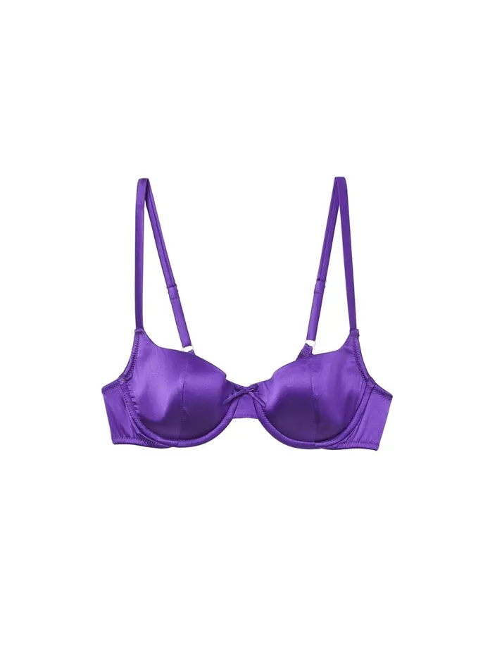 Fleur Du Mal Bras Women Satin Luxe Balconette Bra Pansy Fleur Du Mal Bras Women Satin Luxe Balconette Bra Pansy