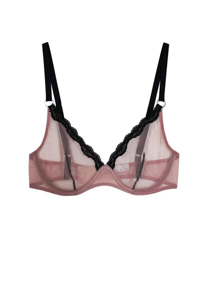 Fleur Du Mal Bras Women Sheer Tulle Demi Bra Petal