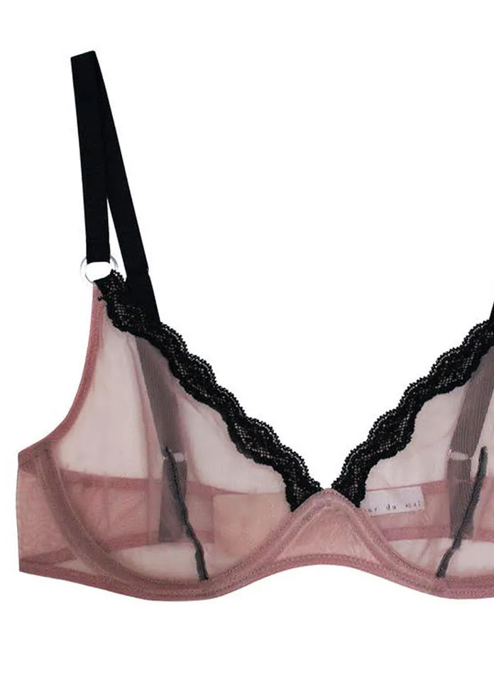Fleur Du Mal Bras Women Sheer Tulle Demi Bra Petal