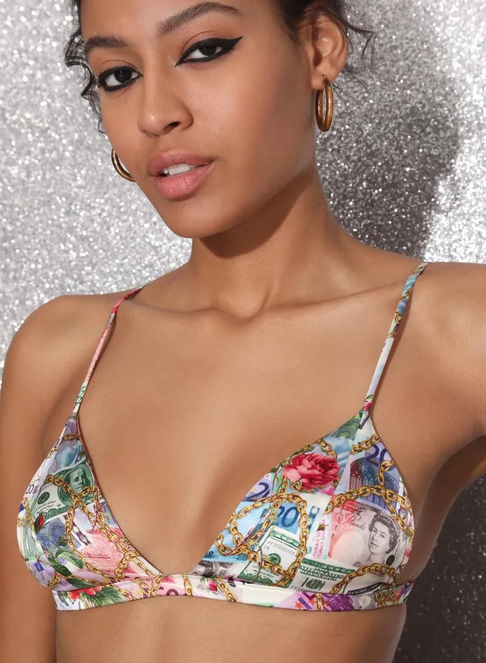 Fleur Du Mal Bras Women So Money Luxe Triangle Bra So Money Print Fleur Du Mal Bras Women So Money Luxe Triangle Bra So Money Print
