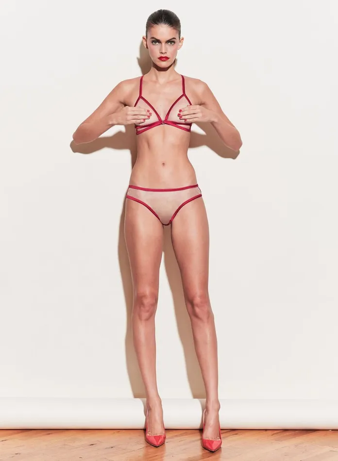 Fleur Du Mal Bras Women Strappy Bondage Bra Rouge