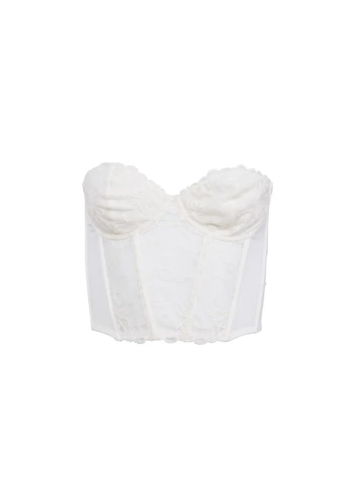 Fleur Du Mal Bridal Women Bella Embroidery Bustier Ivory Fleur Du Mal Bridal Women Bella Embroidery Bustier Ivory