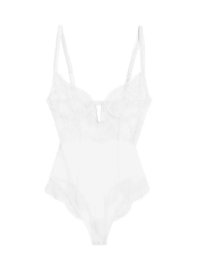 Fleur Du Mal Bridal Women Frankie Lace Bodysuit Ivory Fleur Du Mal Bridal Women Frankie Lace Bodysuit Ivory