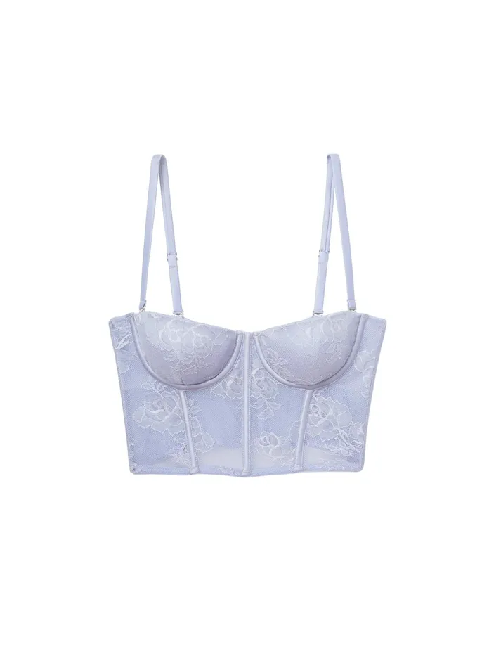 Fleur Du Mal Bustiers and Bra Tops Women Bouquet Lace Bustier Top Pastel Sky Fleur Du Mal Bustiers and Bra Tops Women Bouquet Lace Bustier Top Pastel Sky