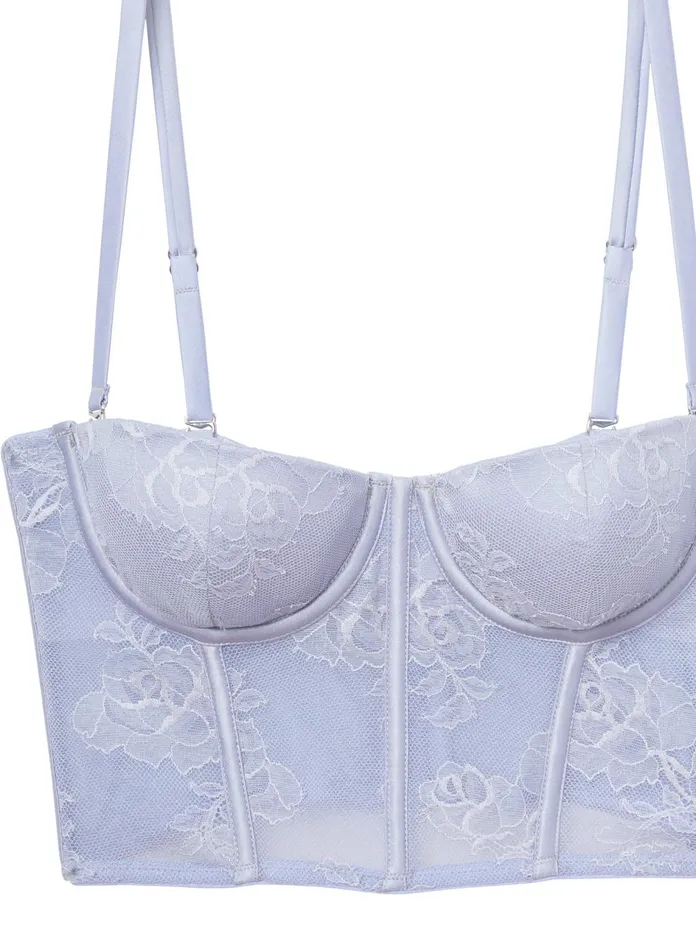Fleur Du Mal Bustiers and Bra Tops Women Bouquet Lace Bustier Top Pastel Sky Fleur Du Mal Bustiers and Bra Tops Women Bouquet Lace Bustier Top Pastel Sky
