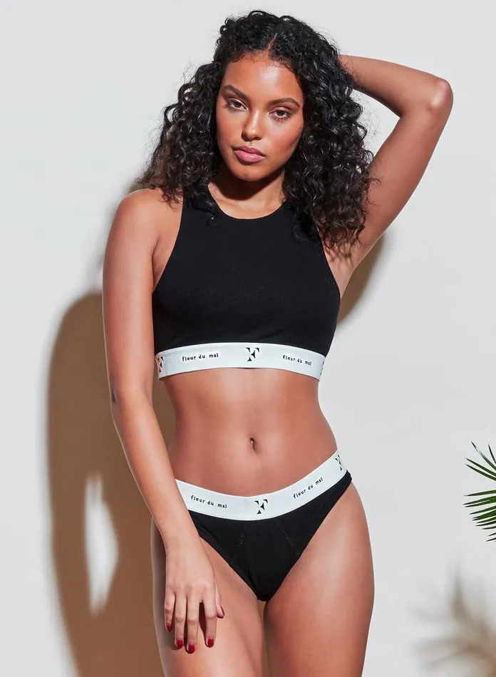 Fleur Du Mal Bustiers and Bra Tops Women Garon Crop Tank Black Fleur Du Mal Bustiers and Bra Tops Women Garon Crop Tank Black