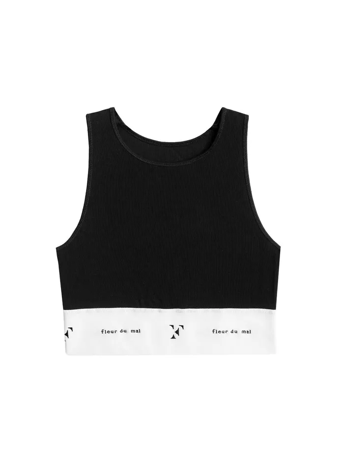 Fleur Du Mal Bustiers and Bra Tops Women Garon Crop Tank Black Fleur Du Mal Bustiers and Bra Tops Women Garon Crop Tank Black