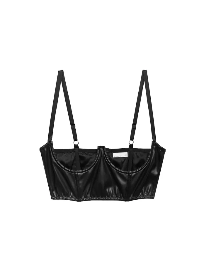 Fleur Du Mal Bustiers and Bra Tops Women Vegan Leather No Cup Bustier Black Fleur Du Mal Bustiers and Bra Tops Women Vegan Leather No Cup Bustier Black