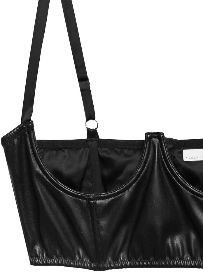 Fleur Du Mal Bustiers and Bra Tops Women Vegan Leather No Cup Bustier Black Fleur Du Mal Bustiers and Bra Tops Women Vegan Leather No Cup Bustier Black