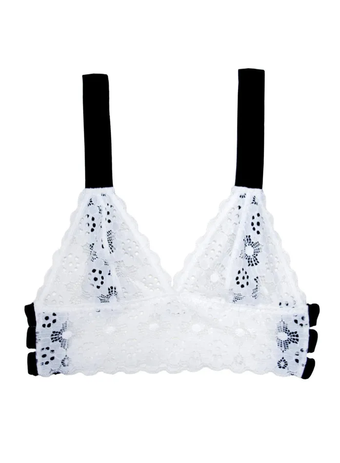 Fleur Du Mal Camis and Tanks Women Crochet Lace Longline Triangle Bra White Fleur Du Mal Camis and Tanks Women Crochet Lace Longline Triangle Bra White
