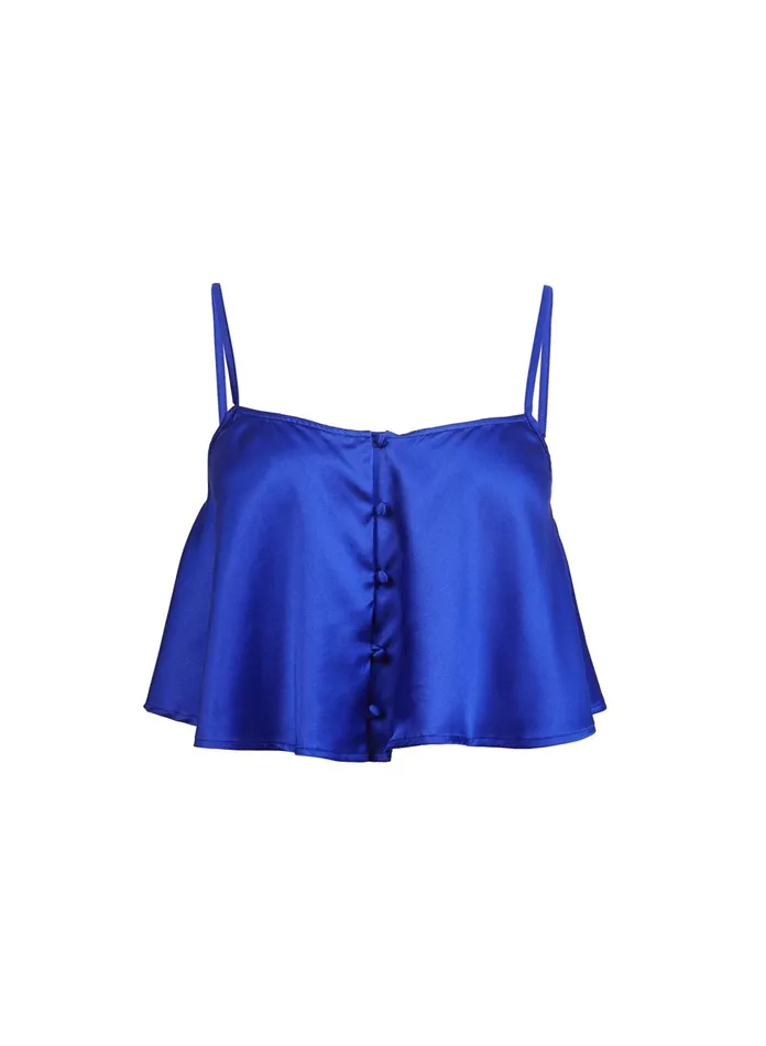 Fleur Du Mal Camis and Tanks Women Luxe Flutter Cami Electric Blue Fleur Du Mal Camis and Tanks Women Luxe Flutter Cami Electric Blue