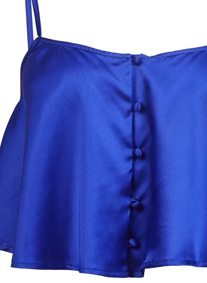 Fleur Du Mal Camis and Tanks Women Luxe Flutter Cami Electric Blue Fleur Du Mal Camis and Tanks Women Luxe Flutter Cami Electric Blue