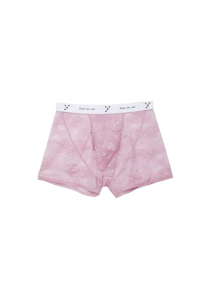 Fleur Du Mal Clothing Men Bouquet Lace Boxer Brief Pink Mist Fleur Du Mal Clothing Men Bouquet Lace Boxer Brief Pink Mist