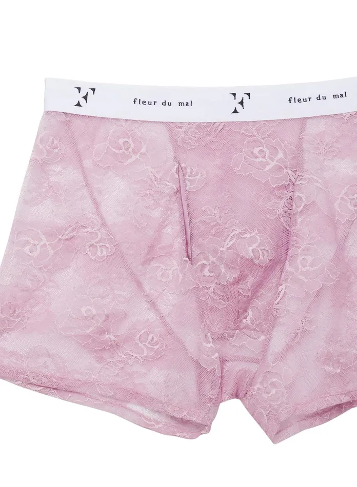 Fleur Du Mal Clothing Men Bouquet Lace Boxer Brief Pink Mist Fleur Du Mal Clothing Men Bouquet Lace Boxer Brief Pink Mist