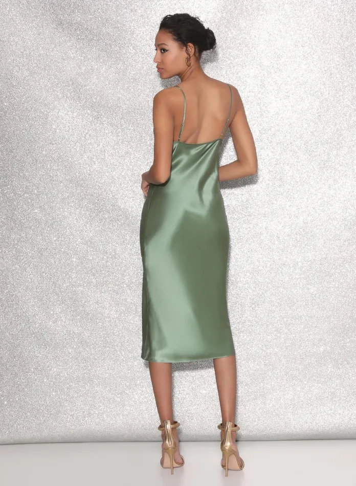 Fleur Du Mal Dresses Women Cowl Neck Slip Dress Sage Fleur Du Mal Dresses Women Cowl Neck Slip Dress Sage