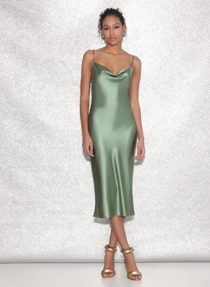 Fleur Du Mal Dresses Women Cowl Neck Slip Dress Sage Fleur Du Mal Dresses Women Cowl Neck Slip Dress Sage