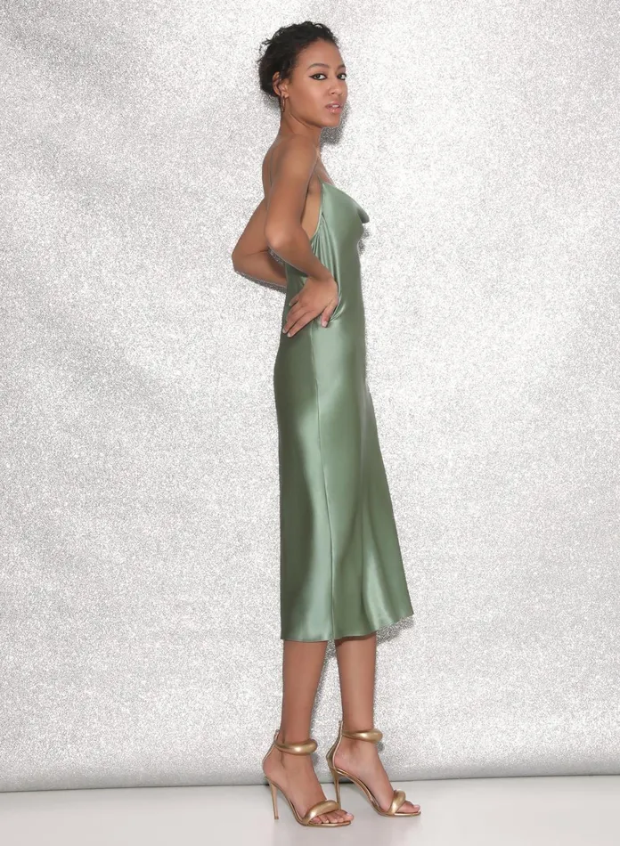 Fleur Du Mal Dresses Women Cowl Neck Slip Dress Sage Fleur Du Mal Dresses Women Cowl Neck Slip Dress Sage