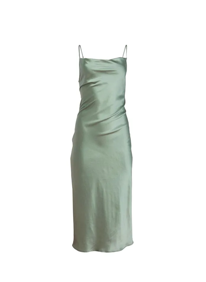 Fleur Du Mal Dresses Women Cowl Neck Slip Dress Sage Fleur Du Mal Dresses Women Cowl Neck Slip Dress Sage