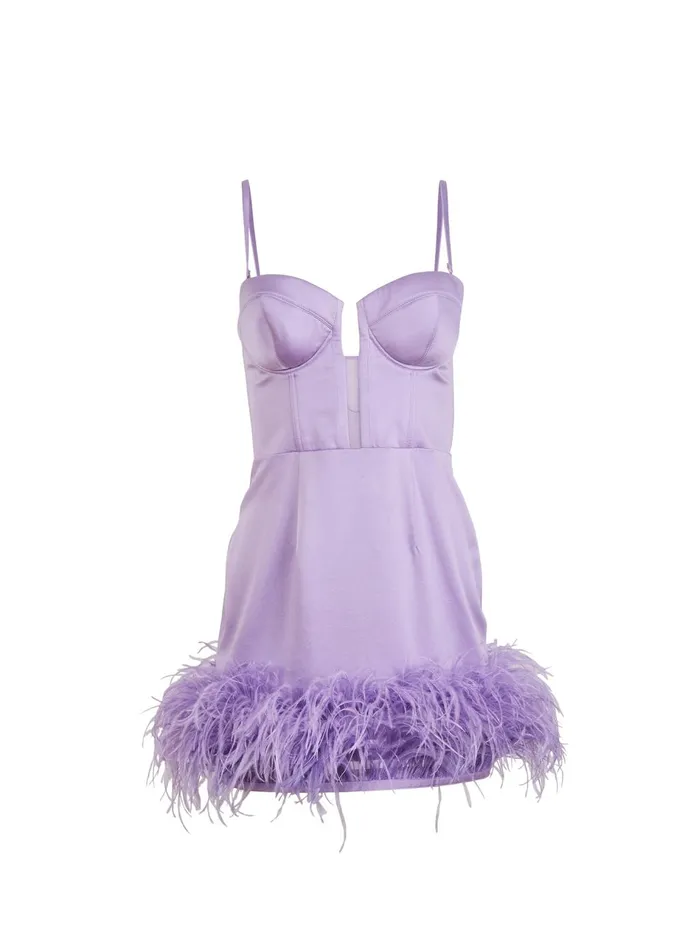 Fleur Du Mal Dresses Women Feather Embellished Bustier Dress Light Lilac Fleur Du Mal Dresses Women Feather Embellished Bustier Dress Light Lilac